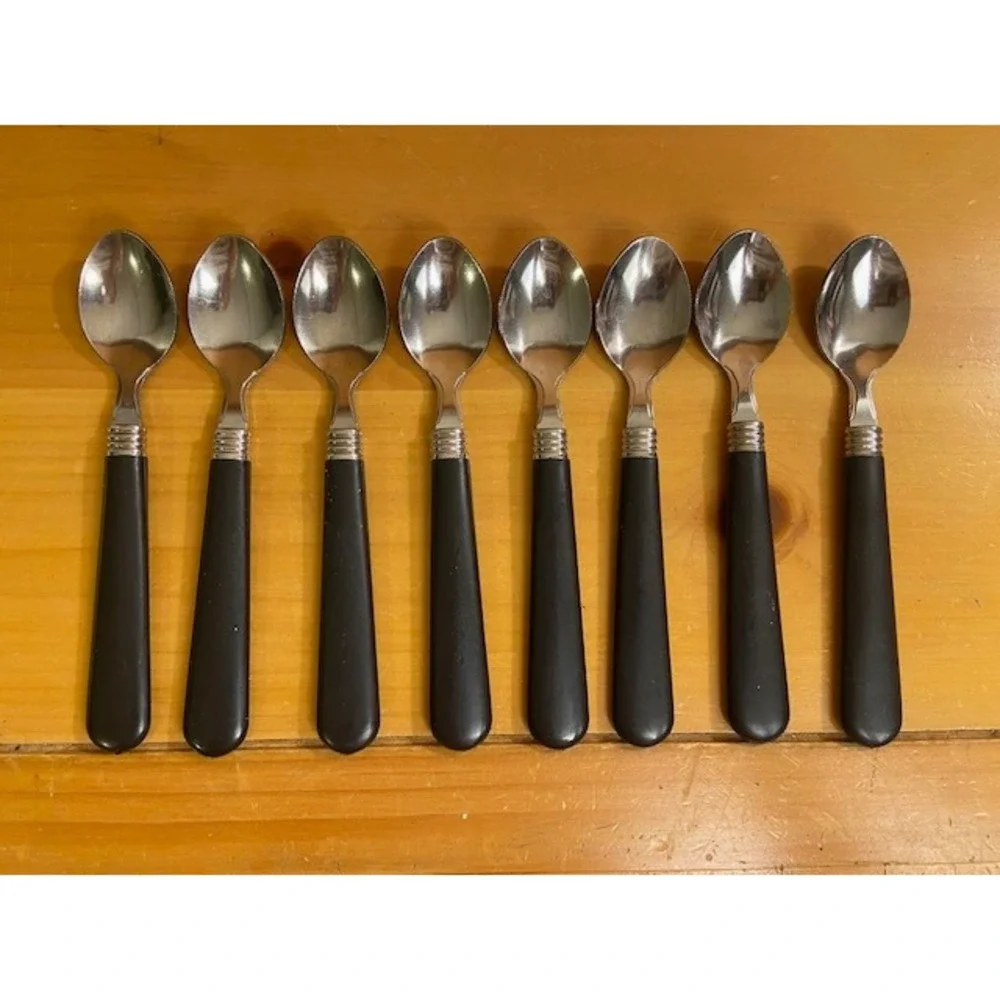 40pc Stainless Steel Flatware Set Basic Black Service for 8 Spoons Forks Knives